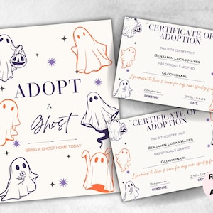 Ghost adoption party, Adopt A Ghost Sign, Adopt A Ghost Party Favors Printable, Halloween Ghost Activities, Adopt A Ghost Certificate