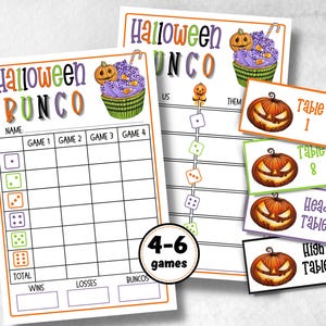 Feuille de pointage imprimable Halloween Bunco, invitation Halloween Bunco, jeu adulte Bunco, feuille de pointage, carte de pointage bunco, nuit effrayante bunco,