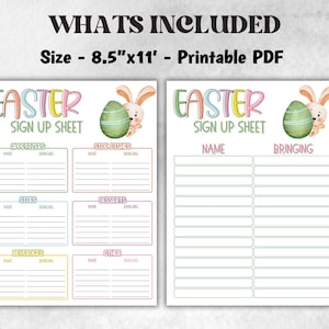 Printable Easter Signup Form, Canva Easter Potluck Sheet, Food Sign-up ...