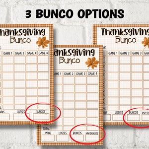 Fall Bunco Card I Thanksgiving Printable Bunco Cards I Bunco Score ...