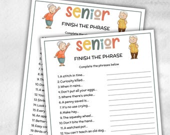 Senior Finish the phrase, Family Game Night, Dementia Activity, Senior Party Games, Retirement Games, Senior Citizens, Nursing Home Games