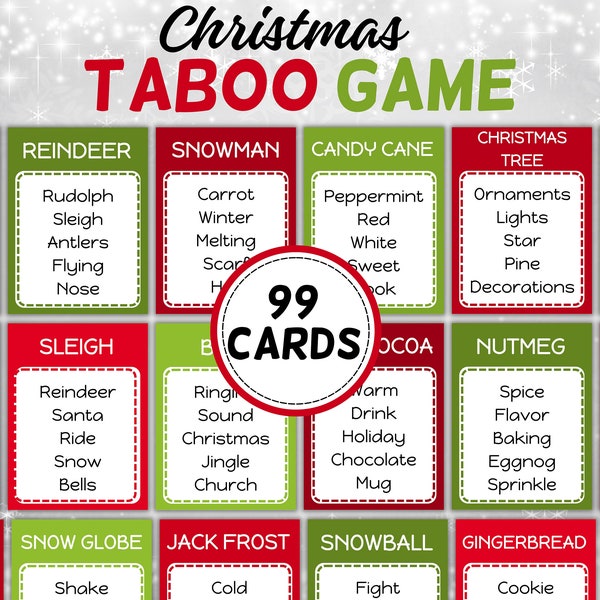 Christmas Taboo | Don'T Say | Forbidden Words | Christmas Printable | Christmas Classroom Game I Group Game I Christmas Forbidden Words