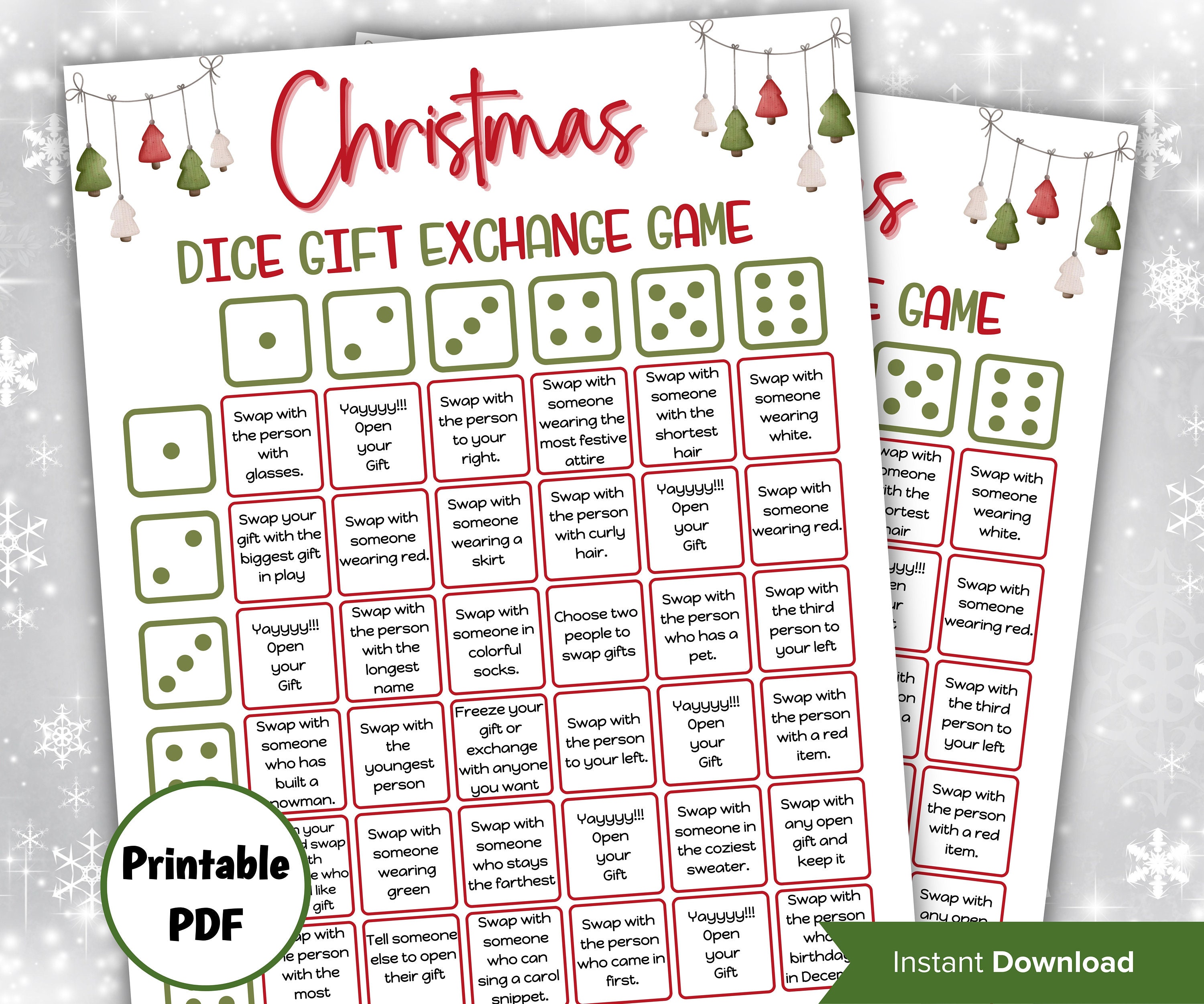 Printable Christmas Dice Game - Fun Gift Exchange for a Crowd! – The Savvy  Sparrow