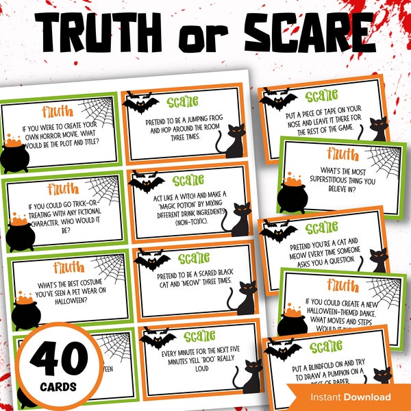 Truth Or Scare I Halloween Party Game I Halloween Activities I Family Game I Games for Teens I Halloween Card Game I Family Game Night