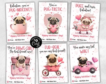 Pug Card | Dog Valentine | Cute Card | Pug Valentine | Pugs And Kisses | Kids Valentines | Dog Card | Pug Gift | Pug Valentine I Black Pug