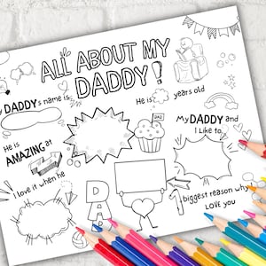 Alles über meinen Daddy Fülle die Lücke aus I Malvorlage I Geschenk für Daddy I Geburtstag I Über Daddy I Dad-Interview I Daddy Fragebogen 001