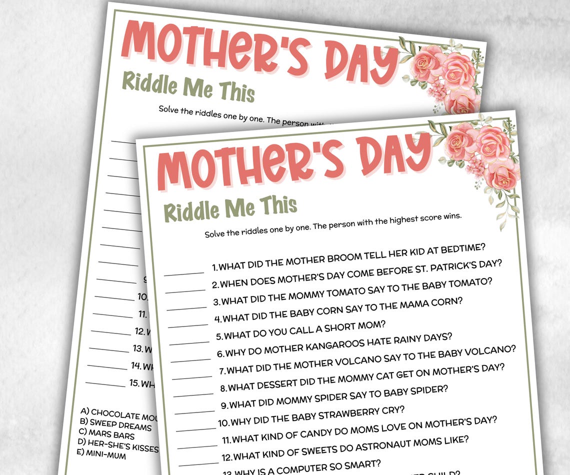 Ur Mom Riddle Mother's Day Riddles Jokes, Mommy Riddles, Mothers Day Trivia Party ...