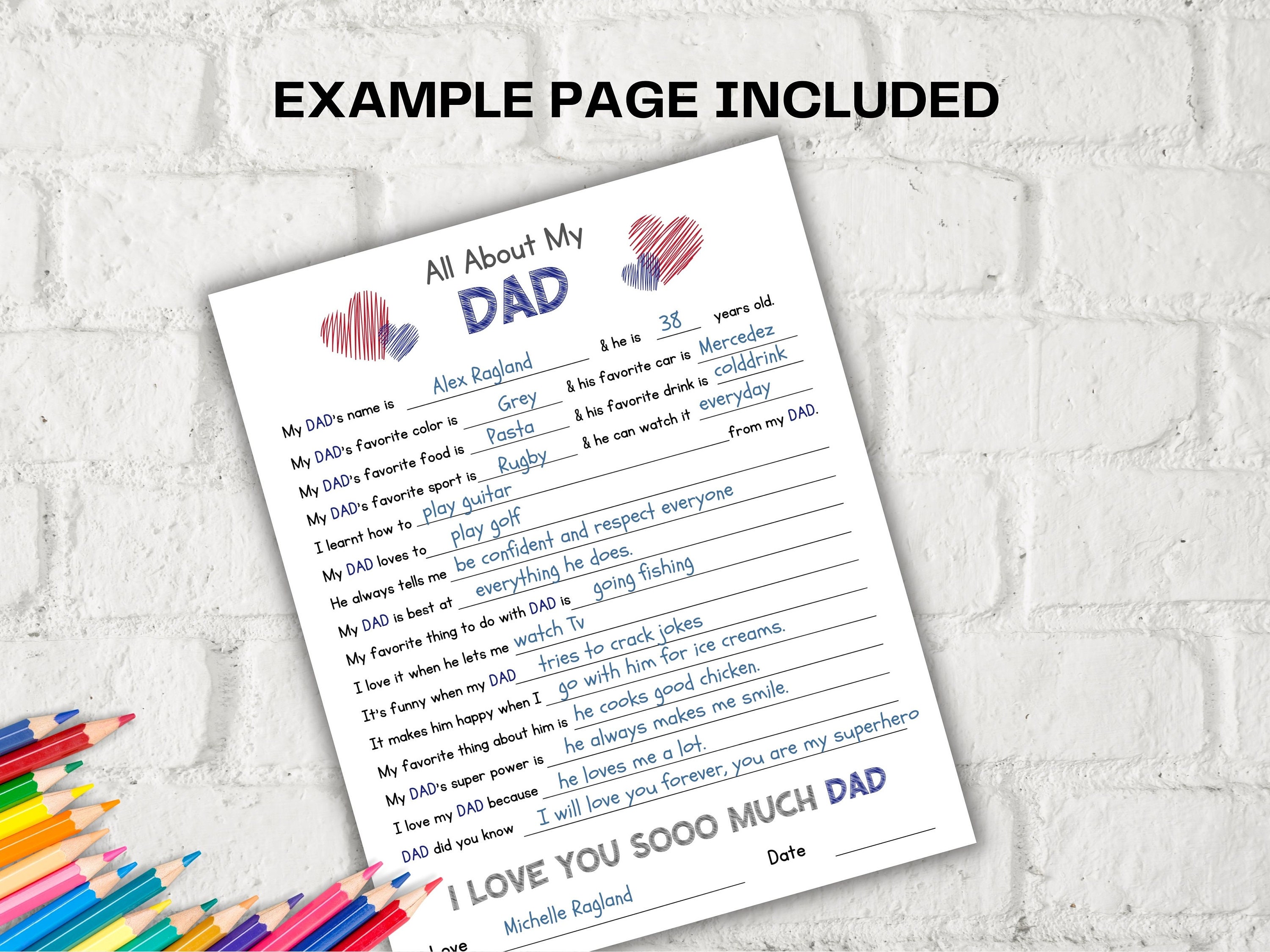 All About My Dad Fill in the Blank I Father's Day Gift I - Etsy