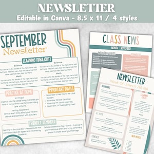 Classroom Newsletter, Teacher Newsletter, Editable School Newsletter Template, Preschool Weekly Newsletter,  Teacher Template, Elementary