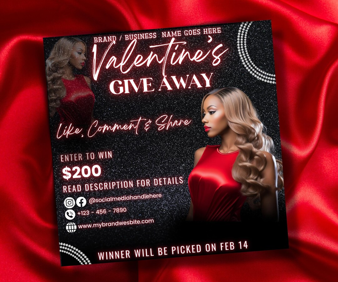 Valinetines Raffle Poster Instagram Flyer I Valentines Day Raffle Giveaway Flyer | Like and Share ...
