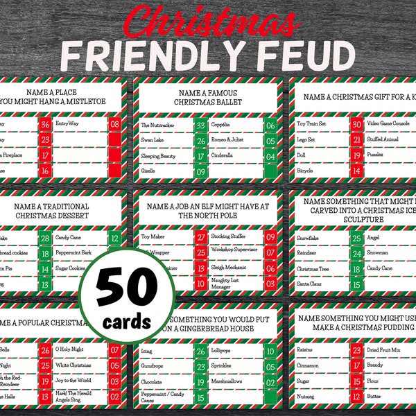Friendly Family Feud Quiz | Holiday Friendly Feud Game | Christmas Feud | Printable Christmas Game | Fun Christmas Game | Christmas Trivia