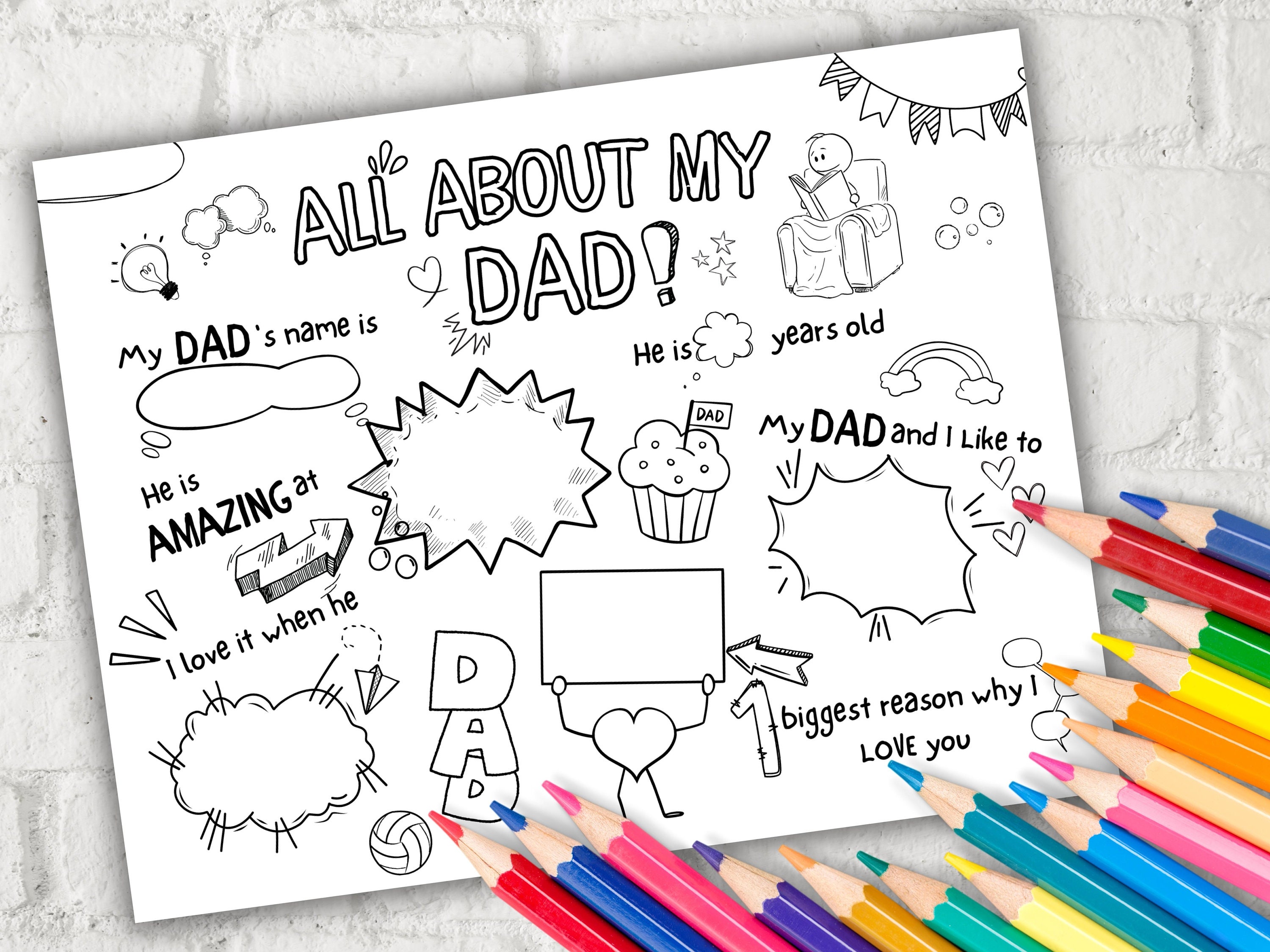 All About My Dad Fill in the Blank I Father's Day Gift I Gift for Dad I ...