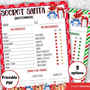 Weihnachtsmann Fragebogen für Mitarbeiter, Büro Geschenke Umtausch-Formular, Weihnachten alles über mich, Weihnachten zum Kennenlernen, Geschenketausch-Bundle