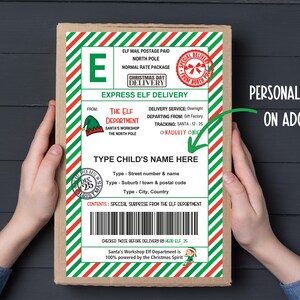 Elf Mail Shipping Labels Template, North Pole Stickers, Elf Arrival Package, north pole express, editable elf package, northpole mail stamp
