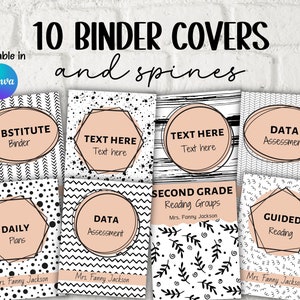 Editable Binder Covers and Spines I Printable Binder Cover I Homeschool Binder I Black and White I Sub Binder I School Teacher