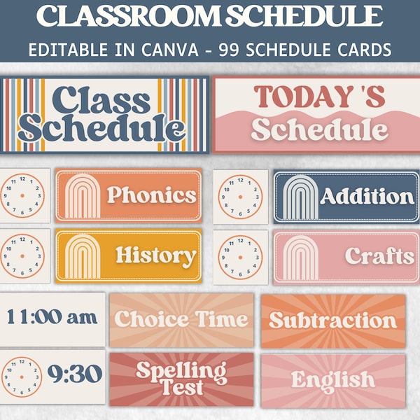 Printable Class Schedule Cards Etsy
