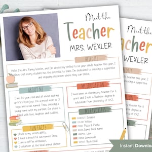 Meet The Teacher editable I I Meet the teacher Boho template I Editable Teacher I Teacher Bundle I Canva Template I Meet the teacher night image 1