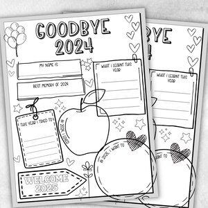 Bilan de l'année pour enfants, récapitulatif de l'année à imprimer, carte de bilan de l'année, récapitulatif de fin d'année, activité pour le réveillon du Nouvel An, jeu du Nouvel An pour enfants, salle de classe