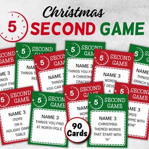 Jeu de Noël en 5 secondes I Jeu entre collègues de bureau I Idées de brunch festif I Soirée jeux de bureau I Fête de Noël à imprimer I Noël en classe