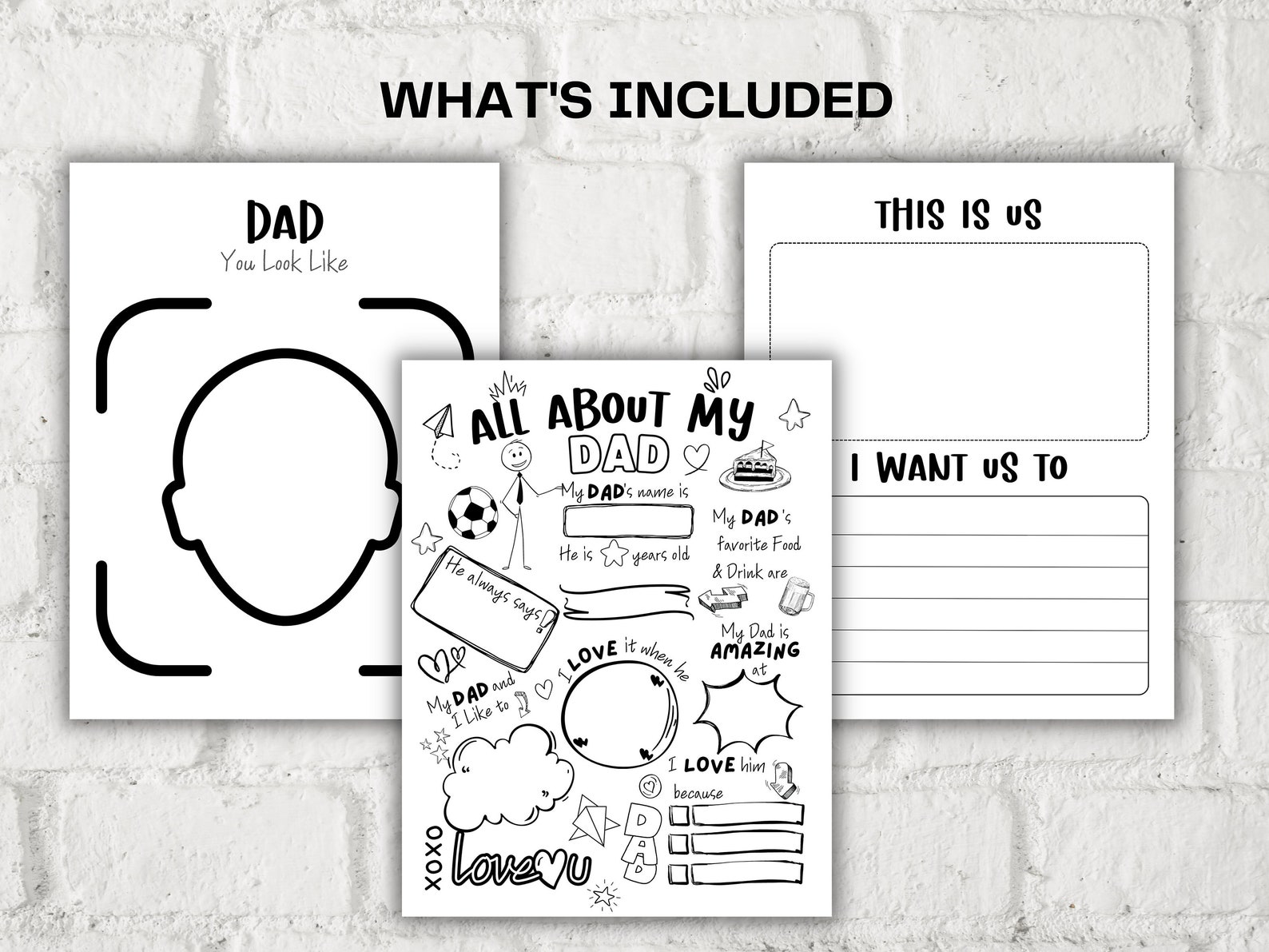 All About My Dad Fill in the Blank I Father's Day Gift I Gift for Dad I ...