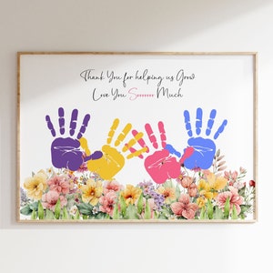 Ricordo del neonato / Carta regalo fai da te artigianale / Regali con impronte di mani per la mamma I Bambini Neonato / Arte con impronte di mani / Buona festa della mamma /
