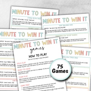 Minute To Win It, Family Game Night, One Minute Game, 60 Seconds game, Kids Adults Party, Family Reunion, Summer Party Games,Team Building