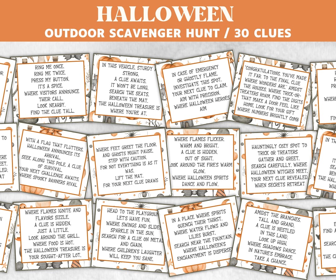 Outdoor halloween scavenger hunt kids and teens scavenger hunt for