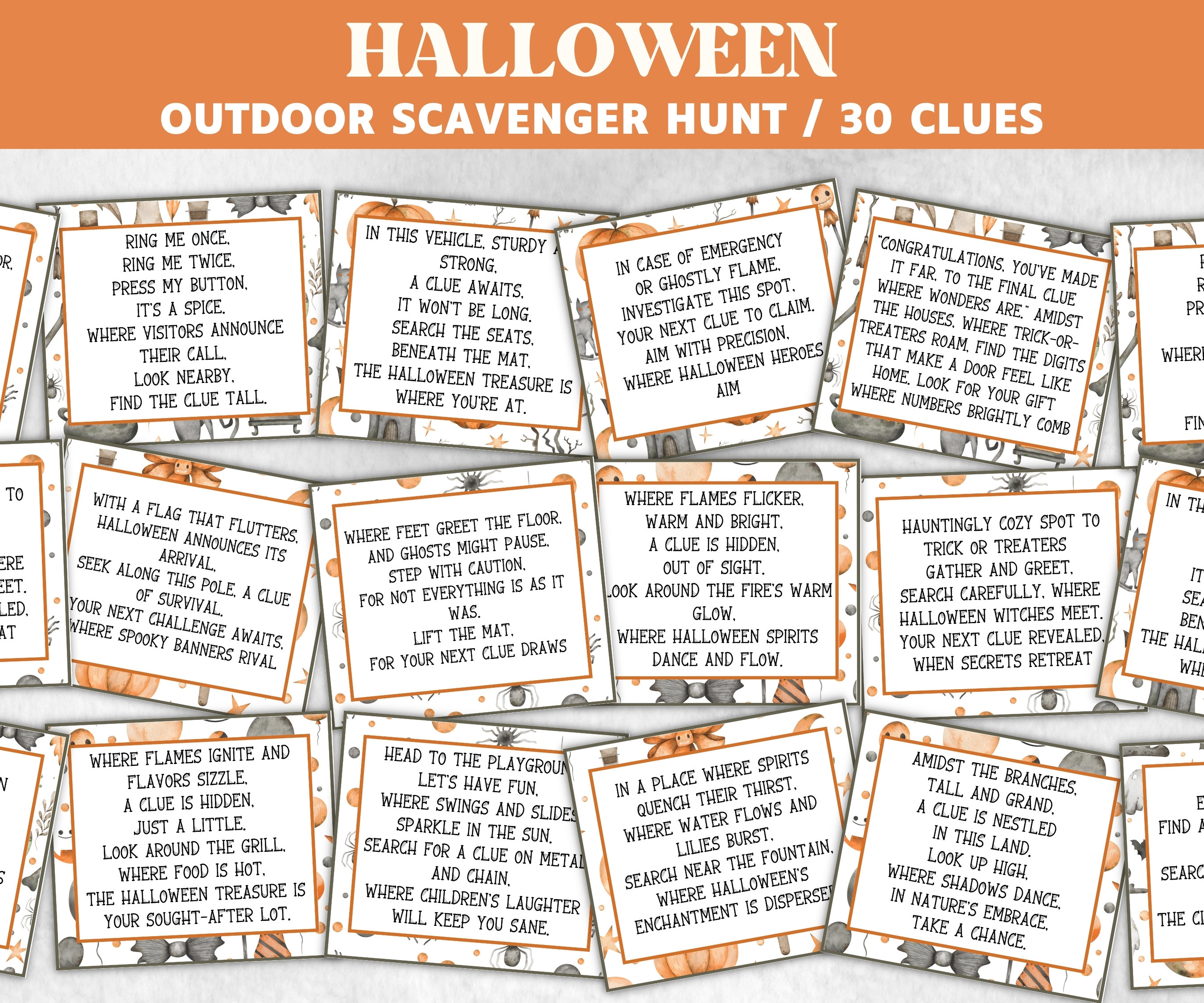 Outdoor Halloween Scavenger Hunt, Kids and Teens, Scavenger hunt for kids, Halloween Party game, Halloween activity, Outdoor games
