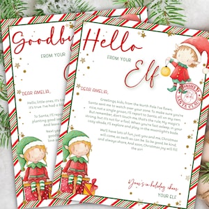 Adeus Chegada do Elfo | 30 dias de Natal | duende cartão postal | Travessuras dos Elfos | Adereços de Elfo Pré-Planejados | carta de chegada do elfo eu carta de retorno do elfo