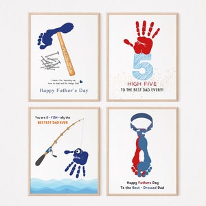Día del Padre Arte de huellas de manos I Artesanía de huellas de manos I Regalo del Día del Padre I Primer Día del Padre I Recuerdo del Día del Padre DIY I Día del padre imprimible 002