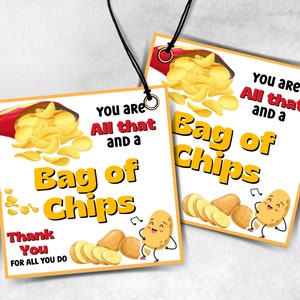 Bag of Chips Teacher Appreciation Treat Tag, End Of Year Snack Tag, Appreciation Treat Tag, Thank You scoop Tag, Volunteer Thank You tag