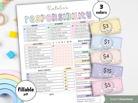 Chore Chart | Kids Daily Responsibilities Chart | Daily Routine | Chore List | To Do List | Daily Task List I School Routine | teen chart
