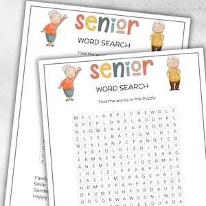 Senior Word Search, Family Game Night, Dementia Activity, Retirement Games, Senior Citizens, Nursing Home Game, Senior Living Party game
