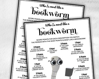 Wer ist am meisten wie ein Leseratte, Buchclub-Veranstaltung, Bücherwurmtreffen, Bookstagram-Themenparty, Diskussionsstarter, Trivia-Challenge, Themenspaß