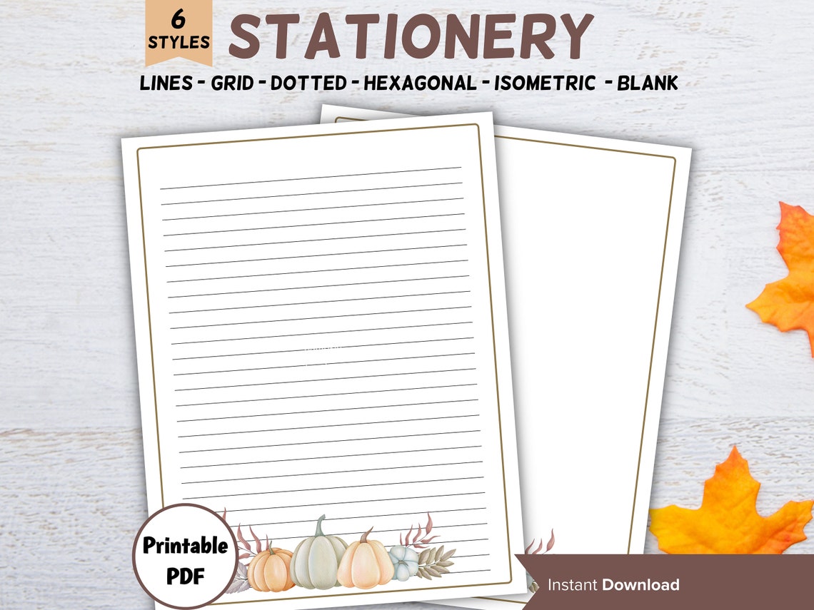 Printable Autumn Stationery, Letter Writing Paper, Fall Stationary Note ...