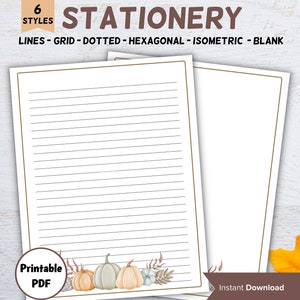 Papelería de otoño imprimible, papel para escribir cartas, juego de tarjetas de notas estacionarias de otoño, cartas de calabaza, tarjetas de agradecimiento para agentes inmobiliarios, carta de gratitud