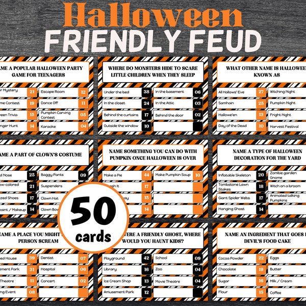 Friendly Feud, Halloween part game, Family Game Night, Family Friendly Quiz, Halloween Trivia Night, Adult Party game, Family Friendly Feud