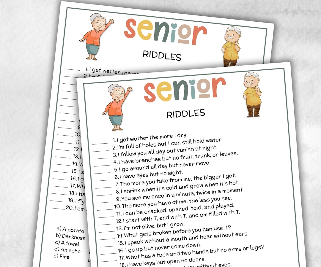 Dementia Unit Code Riddle Senior Fun Riddles, Family Game Night, Dementia Activity, Retirement ...