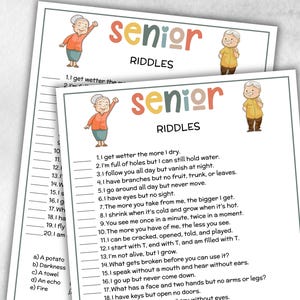 Senior fun Riddles, Family Game Night, Dementia Activity, Retirement Games, Senior Citizens, Nursing Home Game, Senior Living Party game