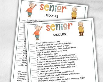 Senior fun Riddles, Family Game Night, Dementia Activity, Retirement Games, Senior Citizens, Nursing Home Game, Senior Living Party game
