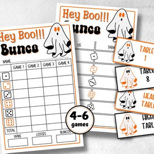 Feuille de pointage imprimable Hey Boo Bunco, invitation Halloween Bunco, jeu Bunco, feuille de pointage, carte de pointage bunco, nuit fantomatique de bunco, nuit de bunco