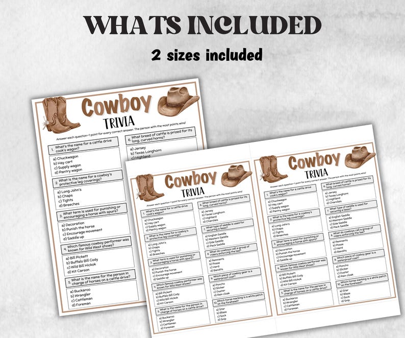Question Cowboy Cowboy Trivia Party, Rodeo Themed Birthday, Trivia Night, Game for ...