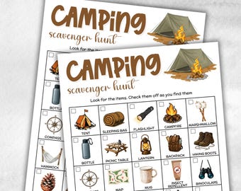 Camping im Freien Natur Scavenger, Kinder Sommer Natur Spaziergang, Camping Spiele, Kinder Schnitzeljagd, Naturschatz, Herbst Scavenger, Natur Jagd