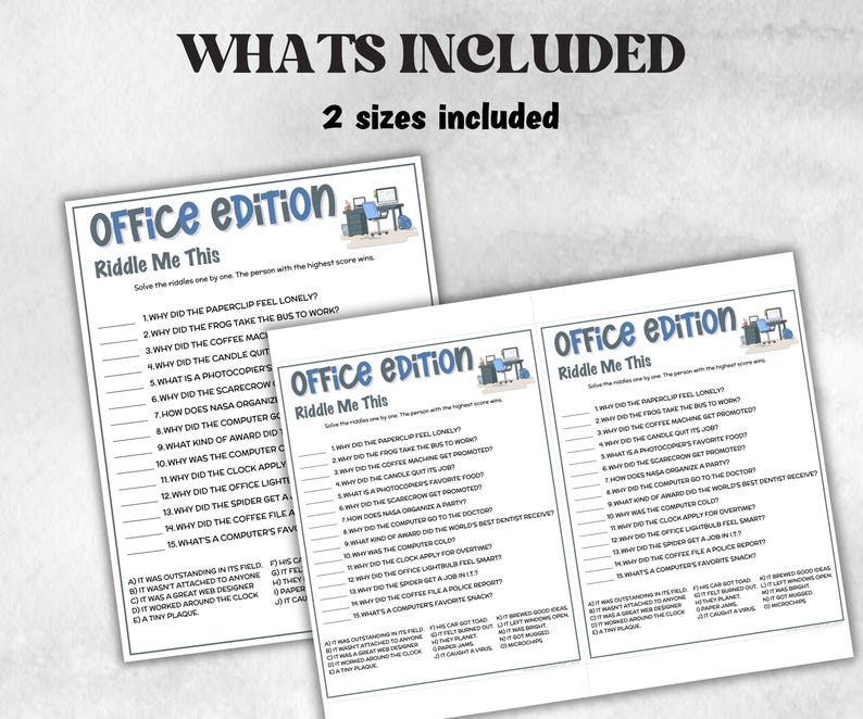 Office Party Riddles Jokes, Riddle Me This, Christmas Party Game ...