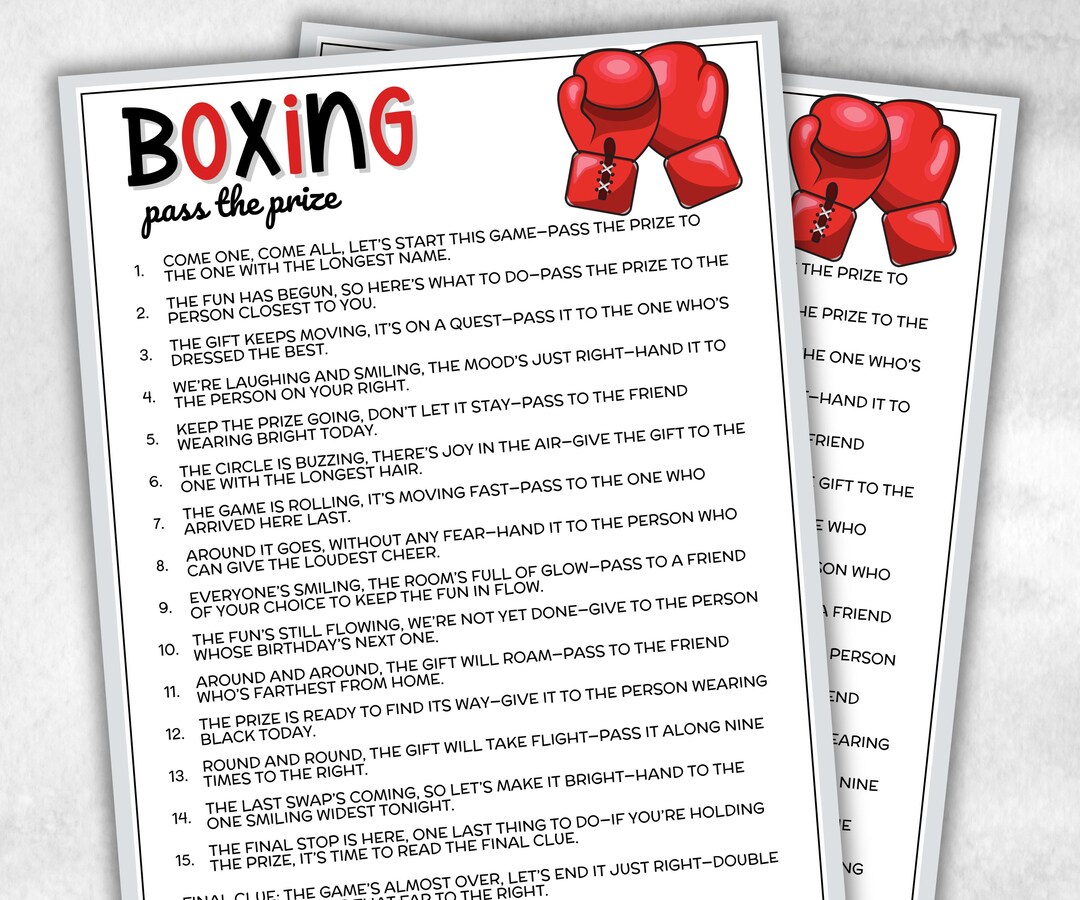 Boxing Pass the Prize, Left Right Olympics Match, Viewing Party, Boxers ...