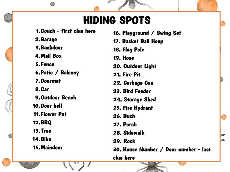 Outdoor halloween scavenger hunt kids and teens scavenger etsy