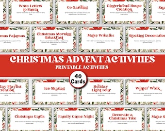 Actividades de Adviento para Navidad, Calendario de Adviento para niños, Tarjetas de actividades navideñas, Cuenta regresiva imprimible para Navidad, Tradiciones de Adviento reutilizables