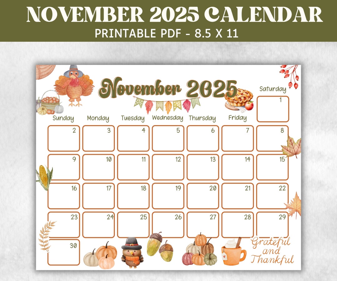 Kids November 2025 Calendar, Printable 2025 Calendar, Homeschool Preschool Calendar Board, Children's Monthly Planner, Thanksgiving Calendar - Etsy kids-november-2025-calendar-printable-2025-calendar-homeschool-preschool-calendar-board-children-s-monthly-planner-thanksgiving-calendar-etsy