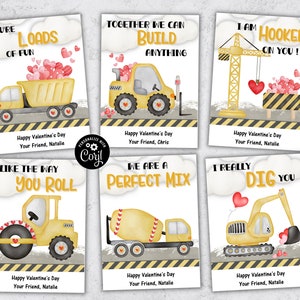 Cartões de namorados de construção | Tag dos namorados da construção | Dia dos Namorados | Digger Valentine I I Dig You Valentine I Crianças Dia dos Namorados