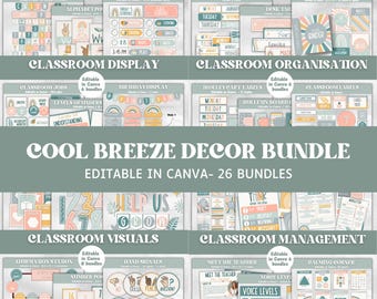 Cool Breeze Classroom Decor, Boho Theme, Bulletin Board, Homeschool Decor, Pastel Neutral Decor, Education Decor, Montessori Classroom